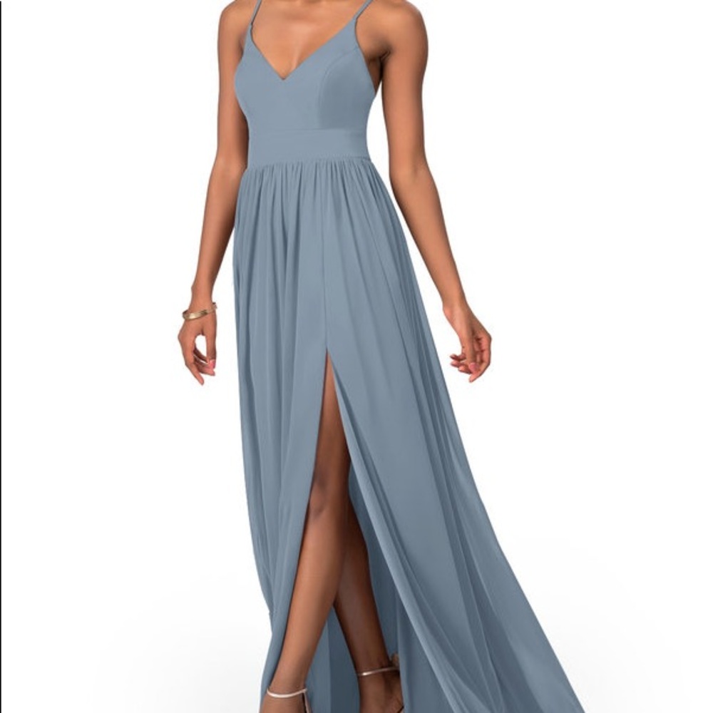 Azazie Kiri Dusty Blue Bridesmaid Dress